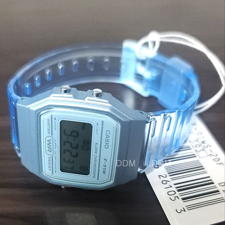 CASIO Unisex Vintage Retro Watch Original New F-91WS-2D Blue Resin Strap