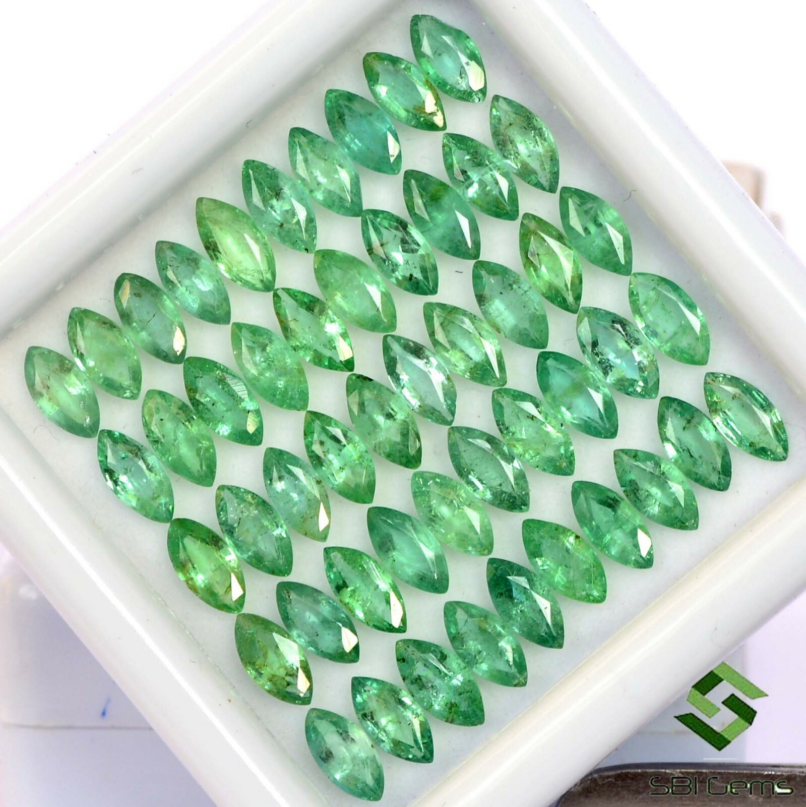 10.85 Cts Natural Emerald Marquise Cut 6×3 mm Lot 50 Pcs Faceted Loose Gemstones