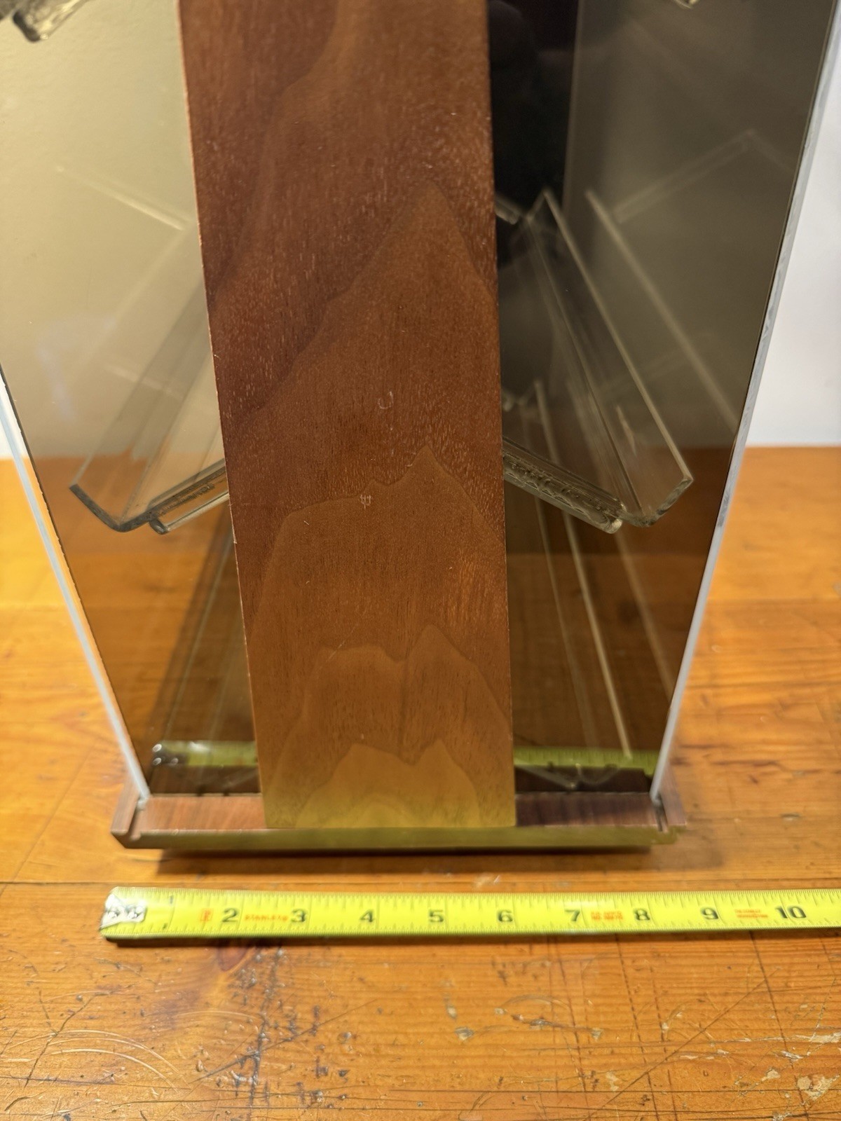 Vtg Krementz Countertop Jewelry Display Case Spinning Wood & Acrylic~GREAT