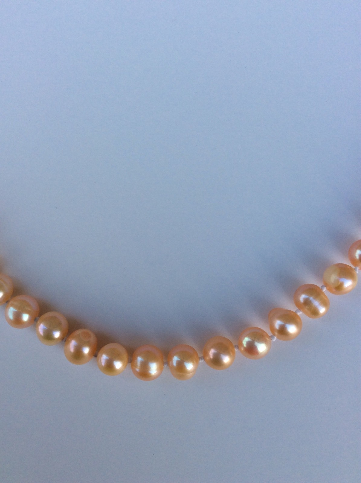 Cultured Freshwater Knoted Pearl 17″ Necklace 8 1/2″ Drop w/SilverTone Box Clasp
