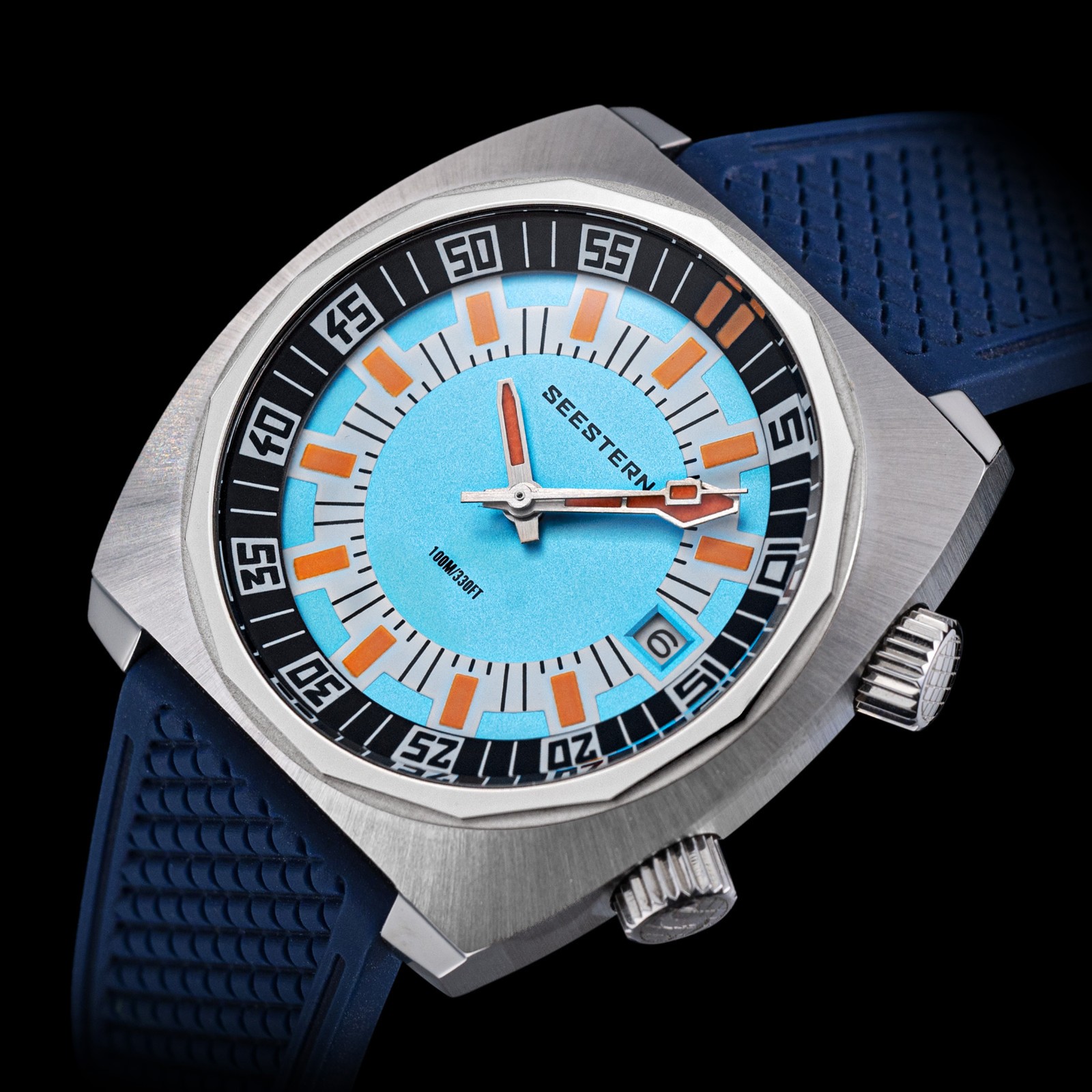 Seestern S471.02.E 38MM LUME Internal Bezel 100m DIVER’S Mens Sport Watch BLUE