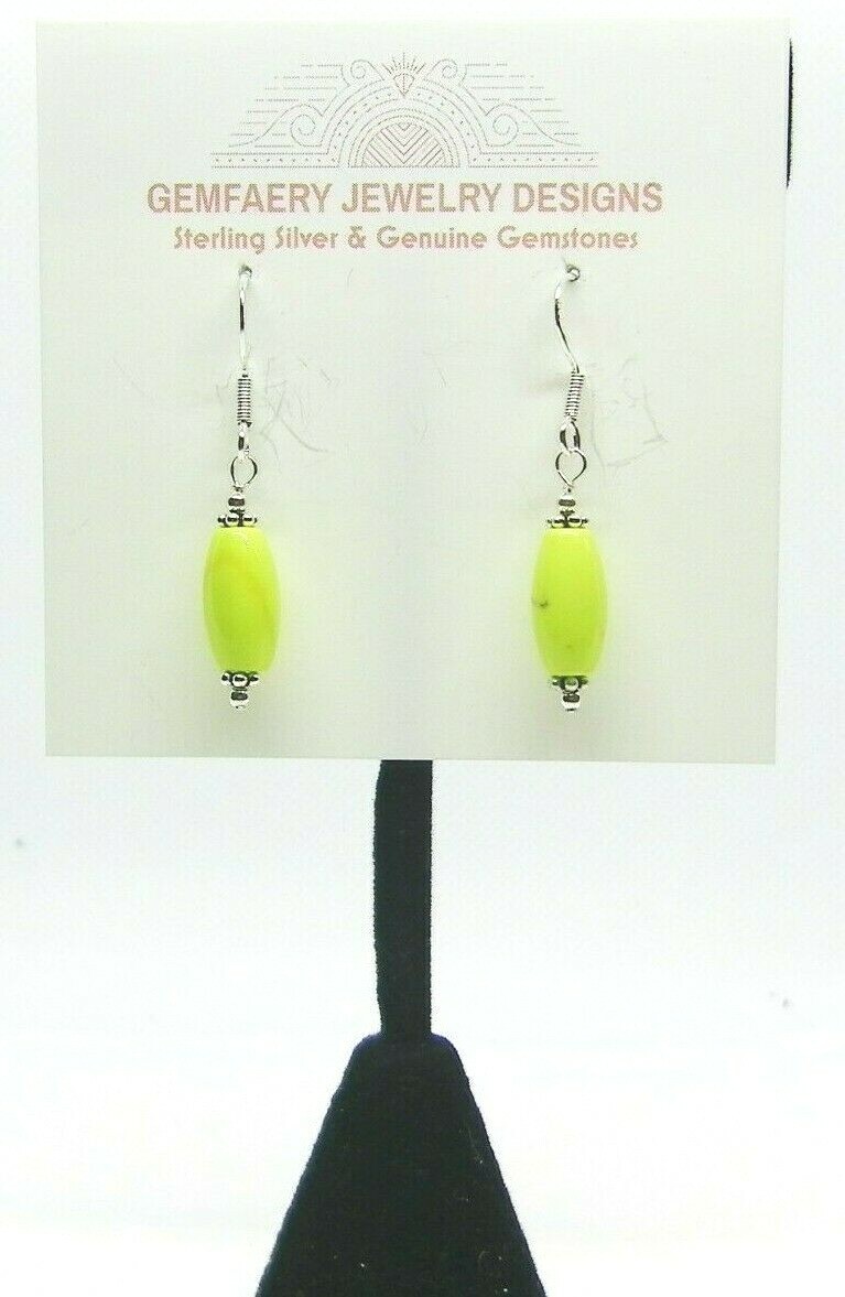 RARE: Sterling Silver Natural GASPEITE Gemstone Dangle Earrings…Handmade USA