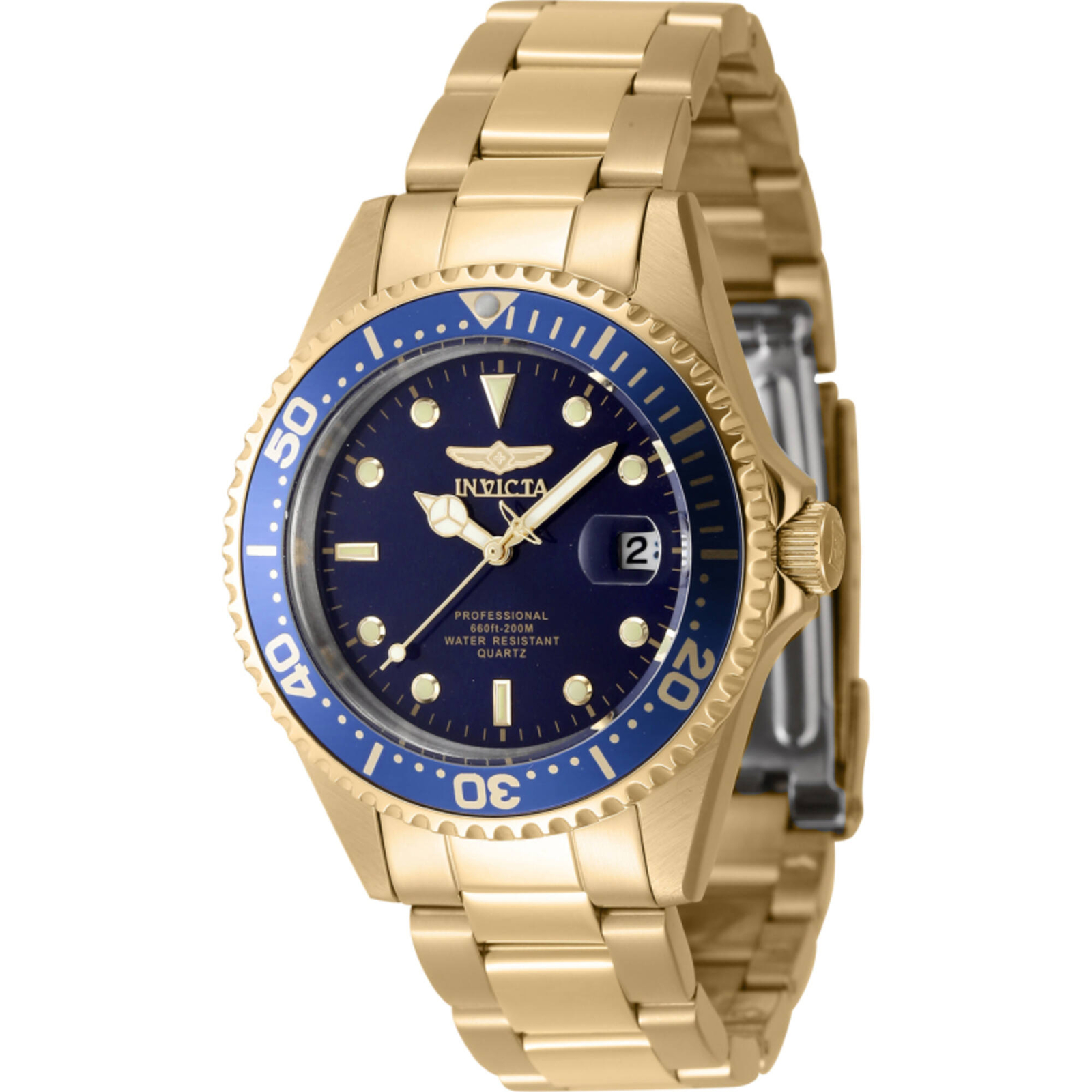 Invicta Men’s Watch Pro Diver Quartz Blue Dial Yellow Gold Bracelet 8937OB