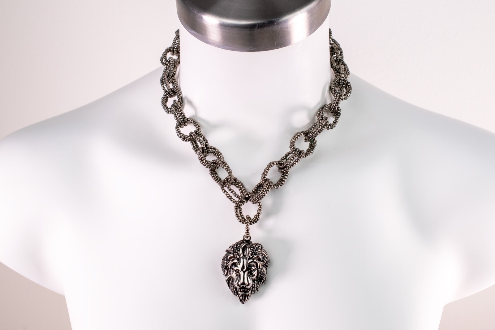 Lion head necklace large, extravagant eye catching necklace
