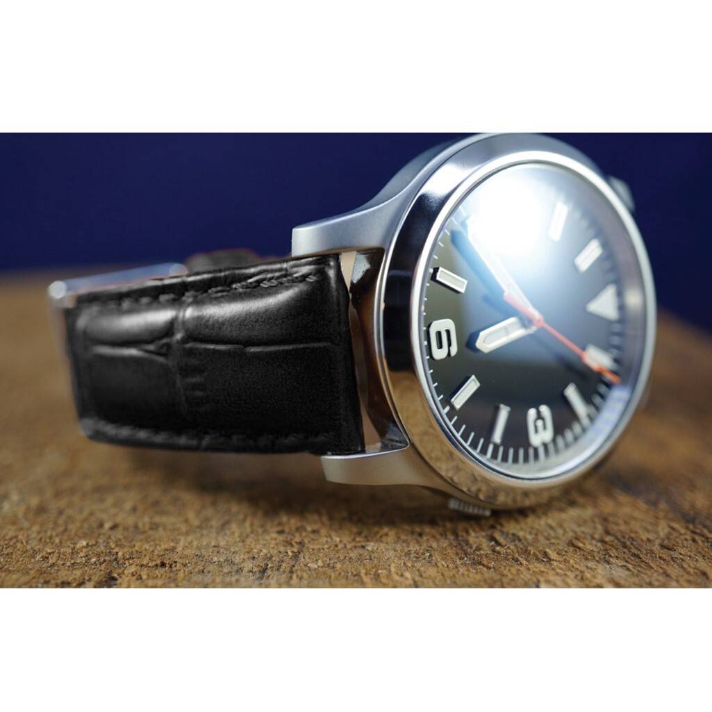 DeBeer 16mm Genuine Alligator Matte Black Silver-tone Buckle Watch Band