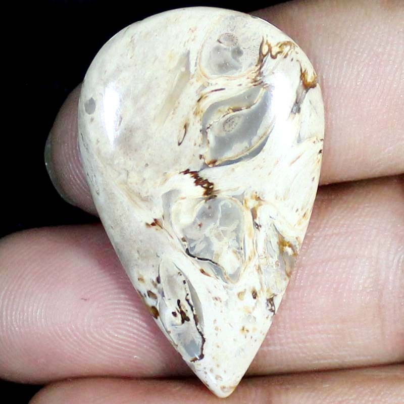 40.80 CT Natural Petrified Wood Agate PEAR Cabochon , Petrified stone 27x44x4 mm