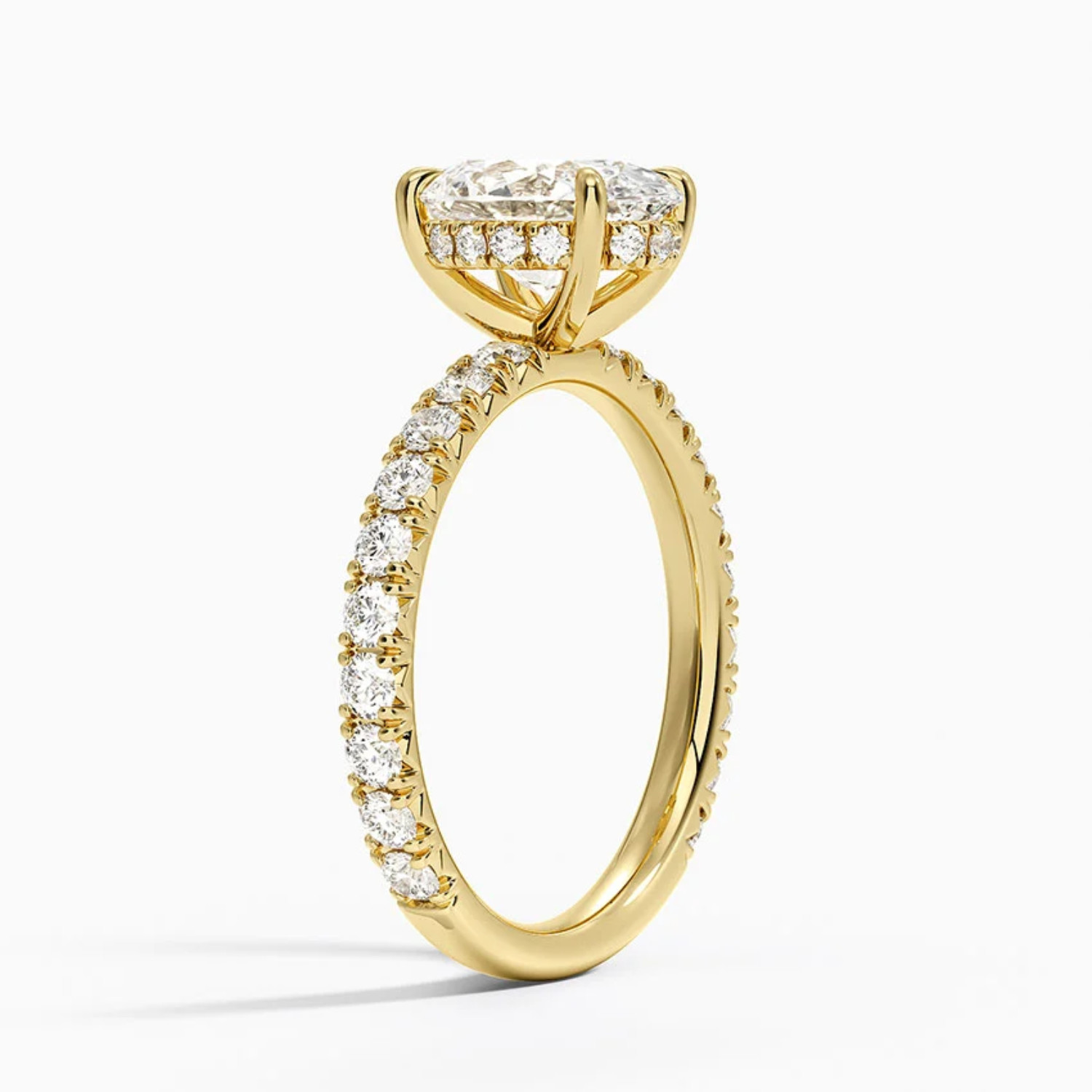 2 Ct Oval Cut Lab Grown Diamond Hidden Halo Engagement Ring 14k Yellow Gold