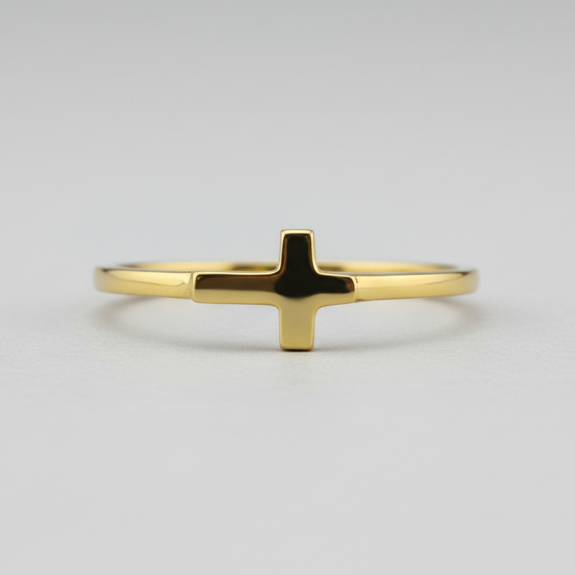 Gold Sideways Cross Stacking Ring Women Solid 10K/14K Yellow or White Gold