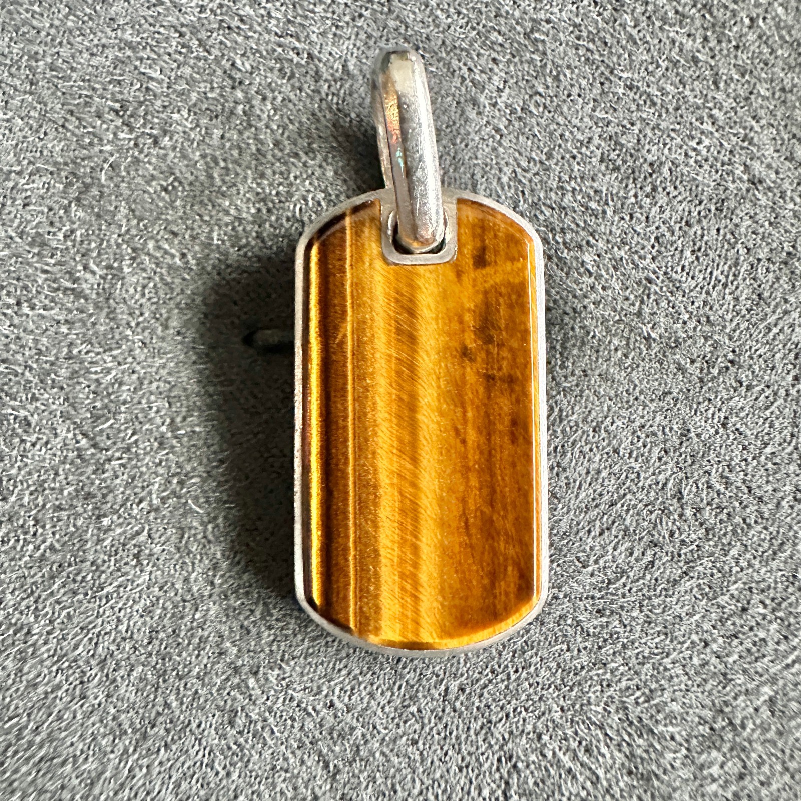 David Yurman Chevron Dog Tag Pendant w/ Tiger’s Eye – 27mm – FREE SHIPPING