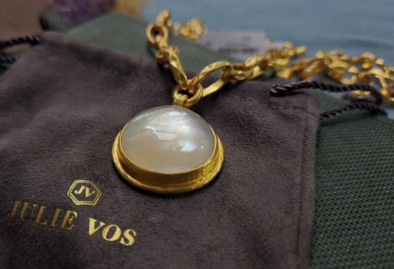 NWT – Julie Vos Solara Statement Necklace – Crystal Clear- 24K Goldplated