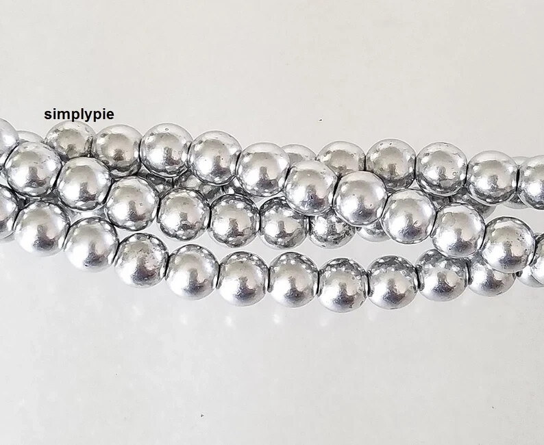 Satin Silver Czech Glass Beads 4mm Round 50 Pcs Opaque Smooth Druk