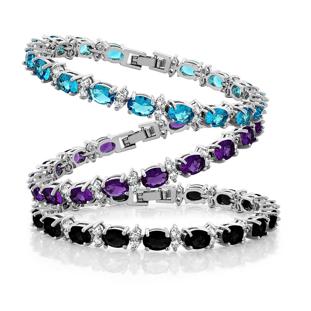 Gorgeous 20.00 Ct Oval 7 Inch Set Of 3 Sparkling Cubic Zirconia Tennis Bracelets