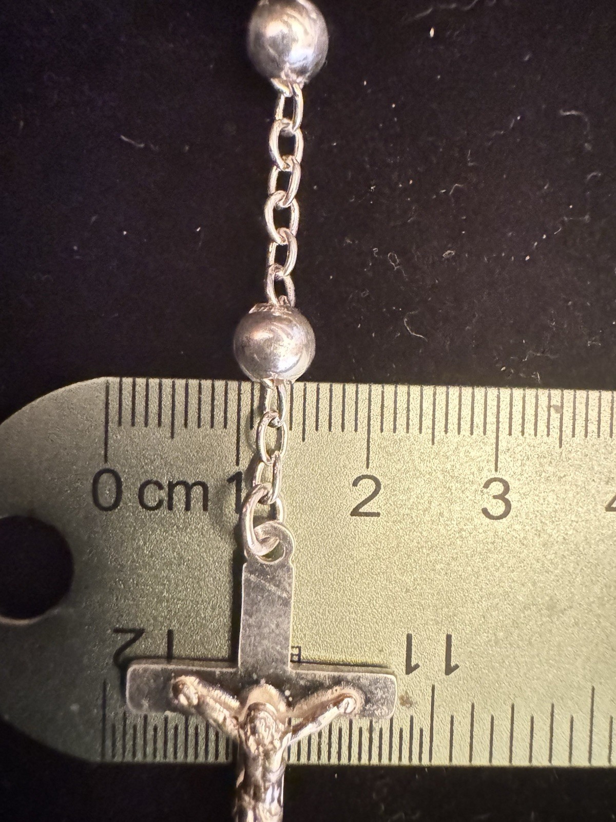 .925 Solid Sterling Silver Rosary 26” necklace with Crucifix 5mm Beads