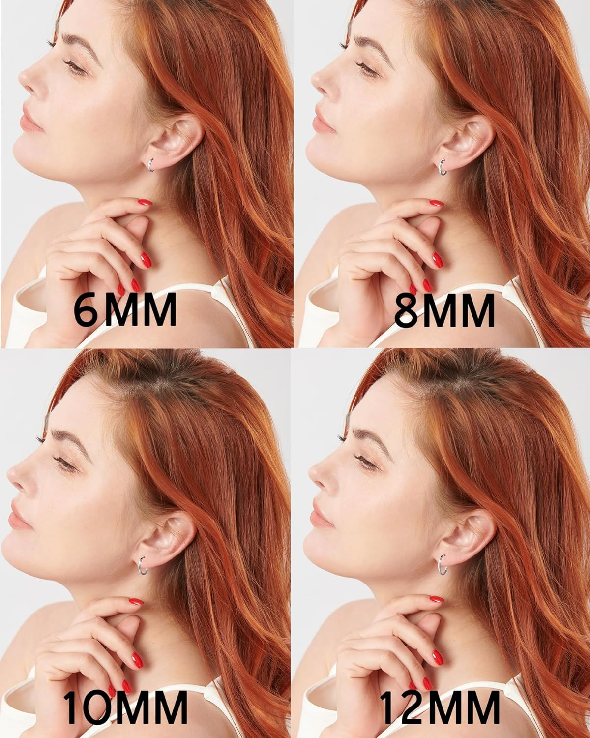 316L Surgical Stainless Steel Huggie Hoop Earrings 6Mm 8Mm 10Mm 11Mm 12Mm 14Mm H