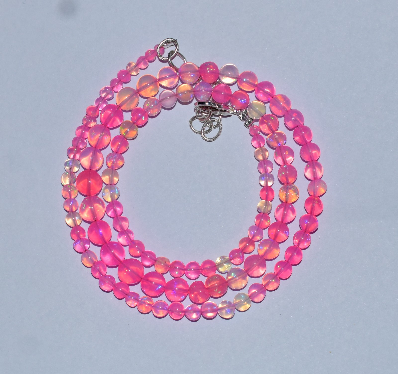 16″Natural Ethiopian Opal Wello Fire Opal Gemstone Beads Necklace Jewelry
