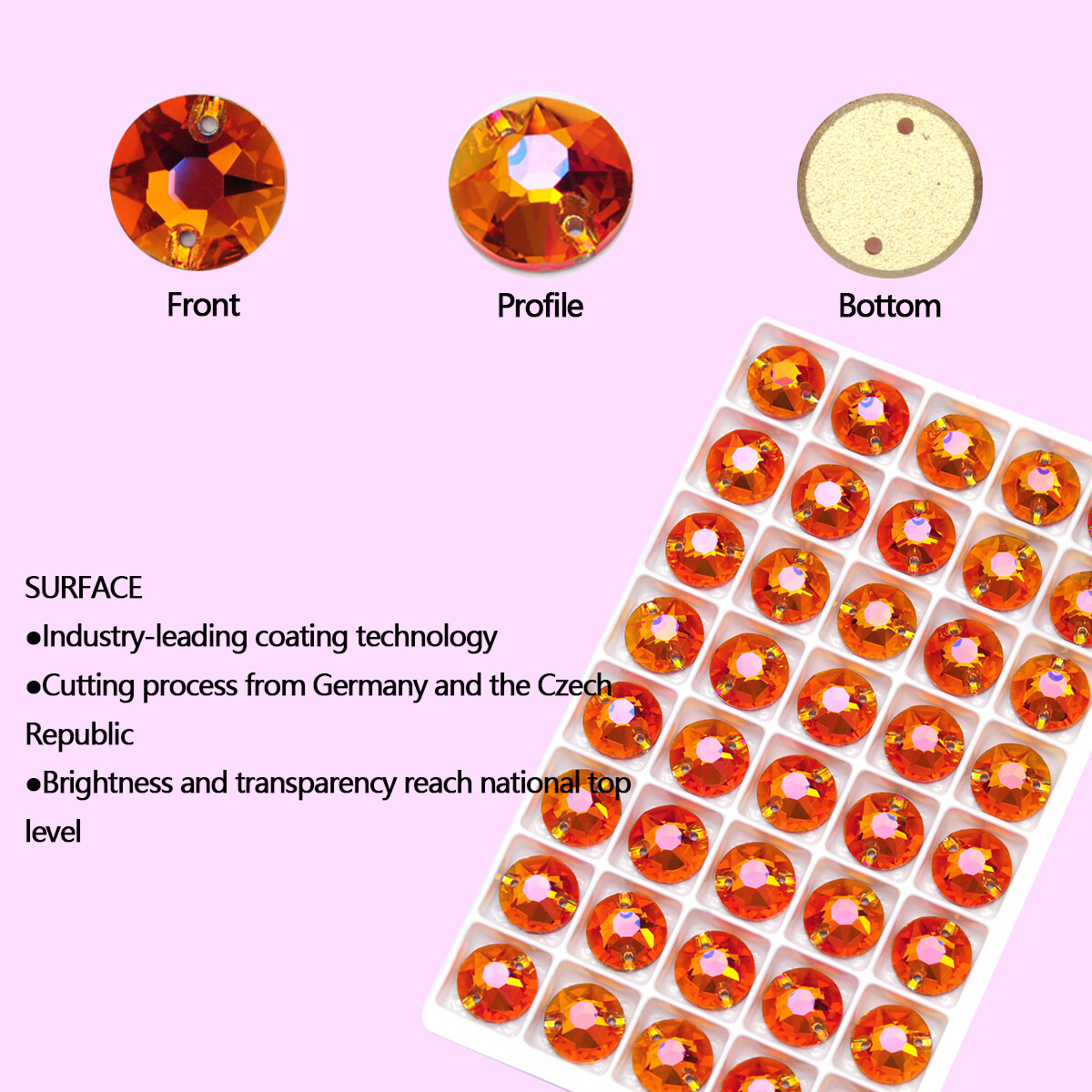 Edges with Chamfers XIRIUS Crystals Flatback Sew-on Rhinestones for Garments