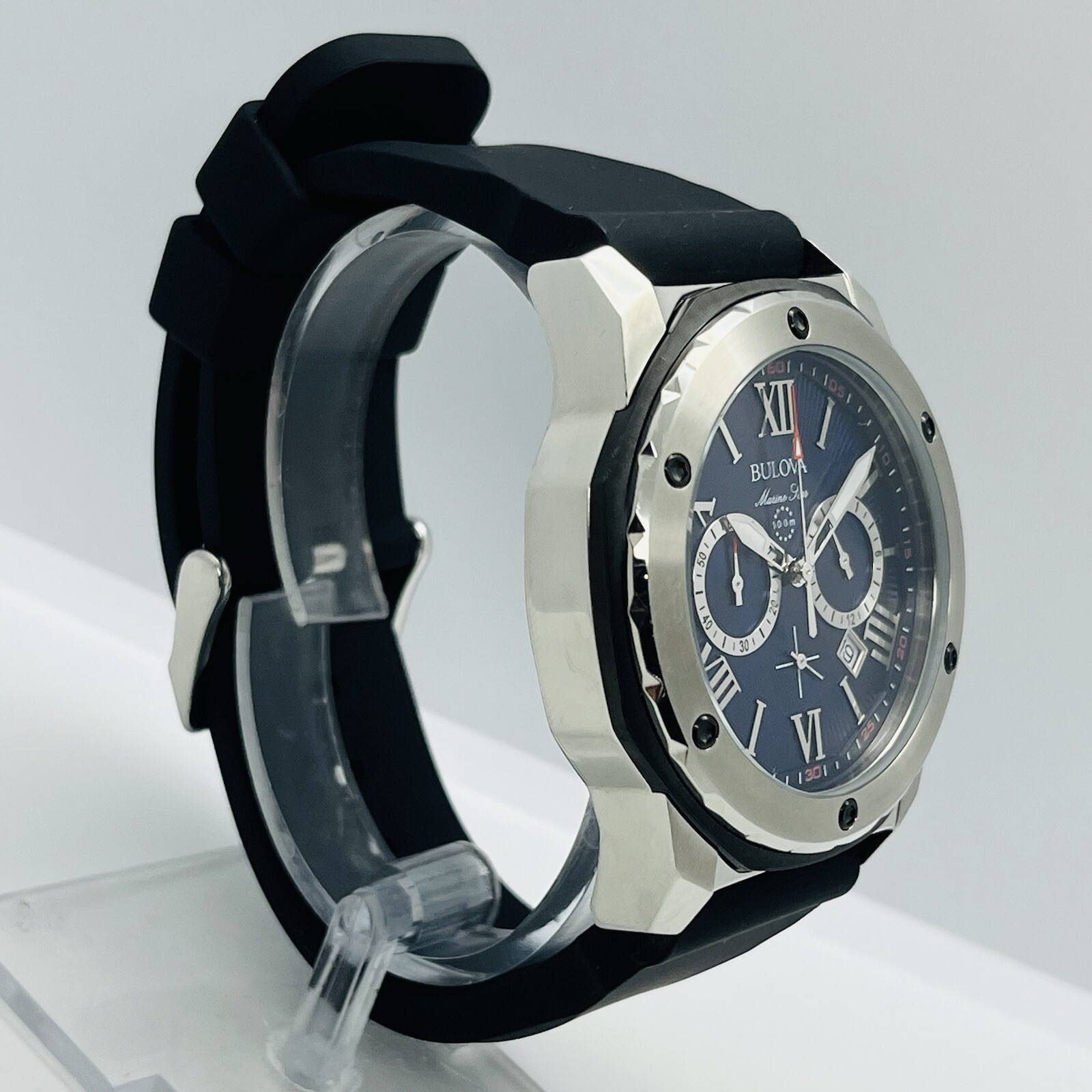Bulova Marine Star Chronograph Men’s Blue Dial 44mm Stainless Steel Watch 98B258