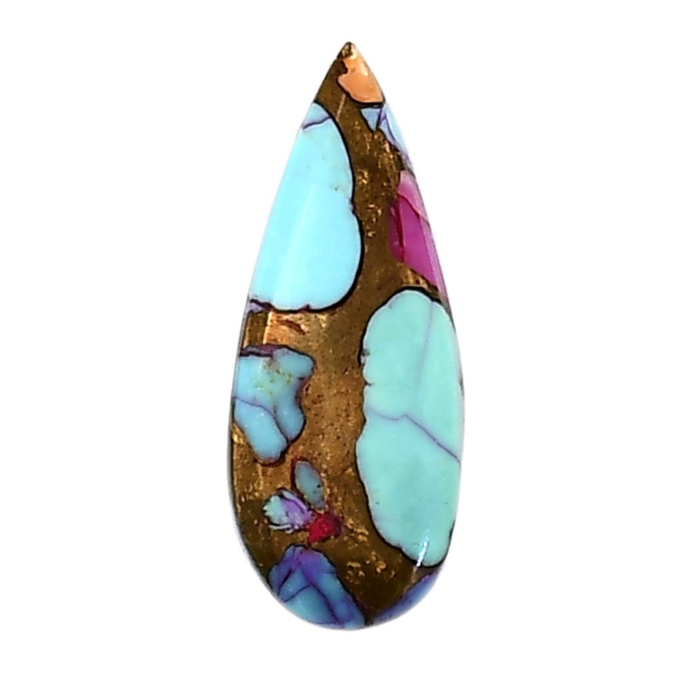 Kingman Orange Dahlia Turquoise 10.3×25.75×3 mm Pear Shape Gemstone LS78-05360