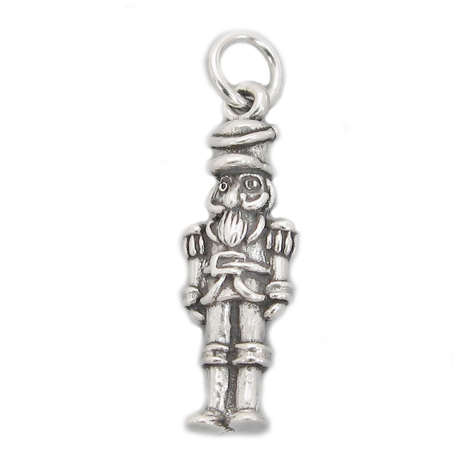 Nutcracker Toy Soldier Christmas 3D 925 Solid Sterling Silver Charm MADE IN USA