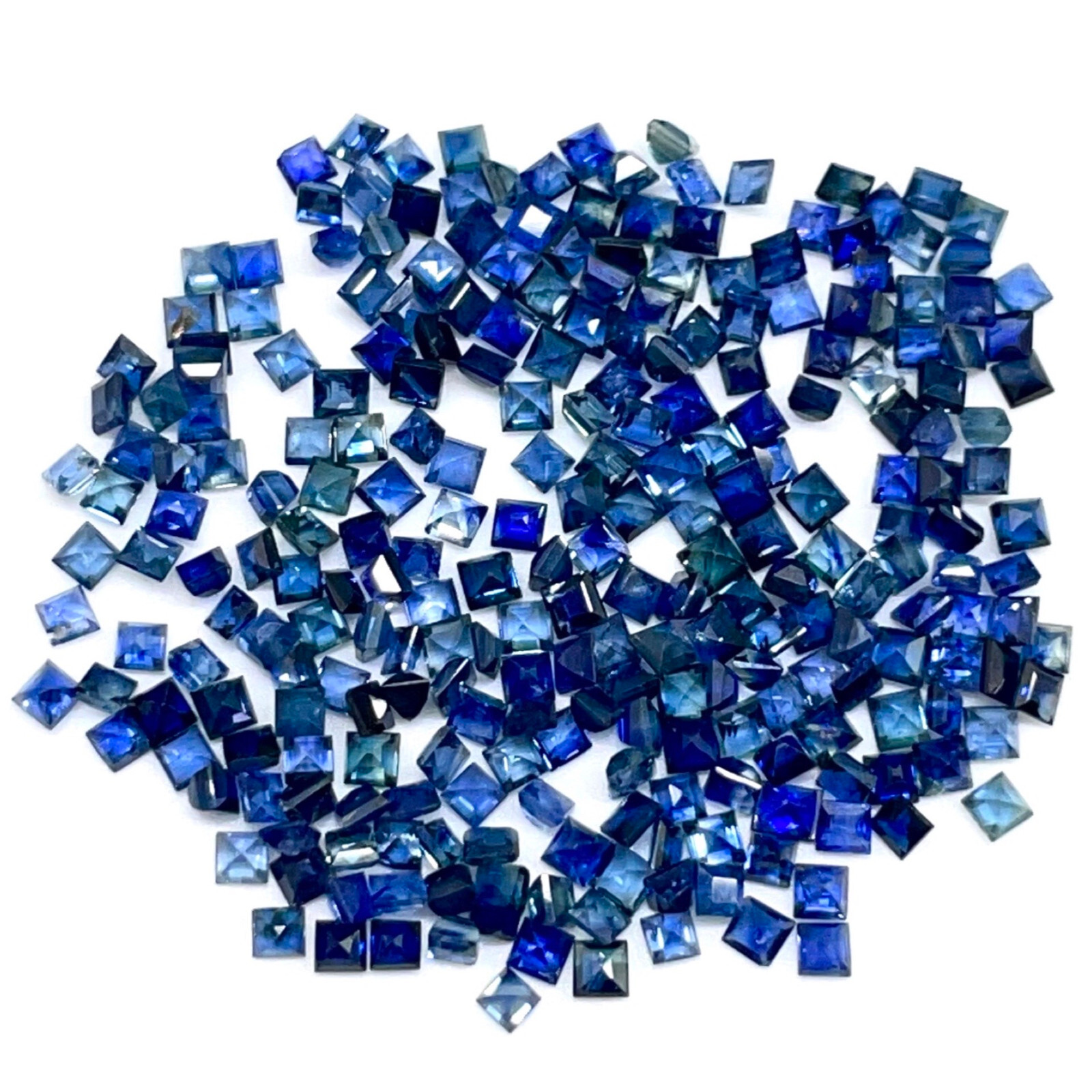50 Pcs Natural Blue Sapphire 1.7mm Square Cut Loose Gemstones Lot Sri Lanka