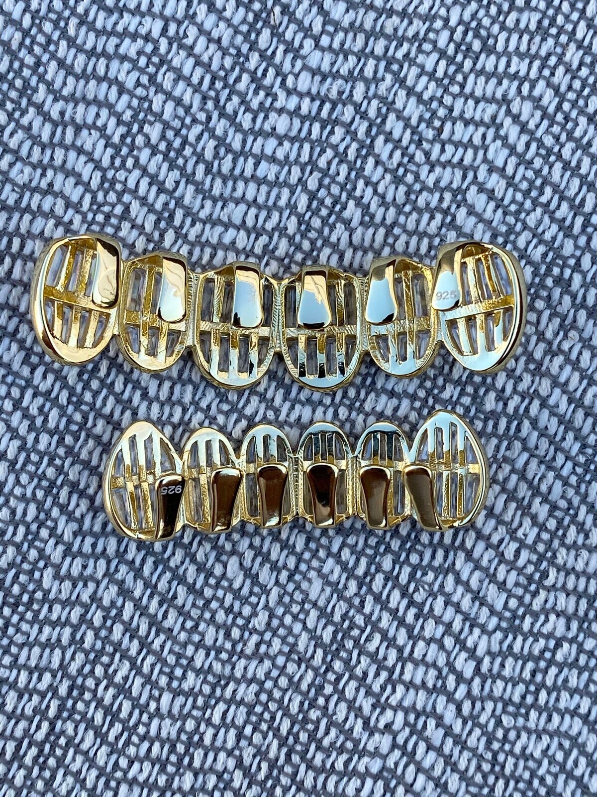 Real 925 Silver 14k Gold Plated ICED Baguette CZ GRILLZ Teeth Fronts Grills