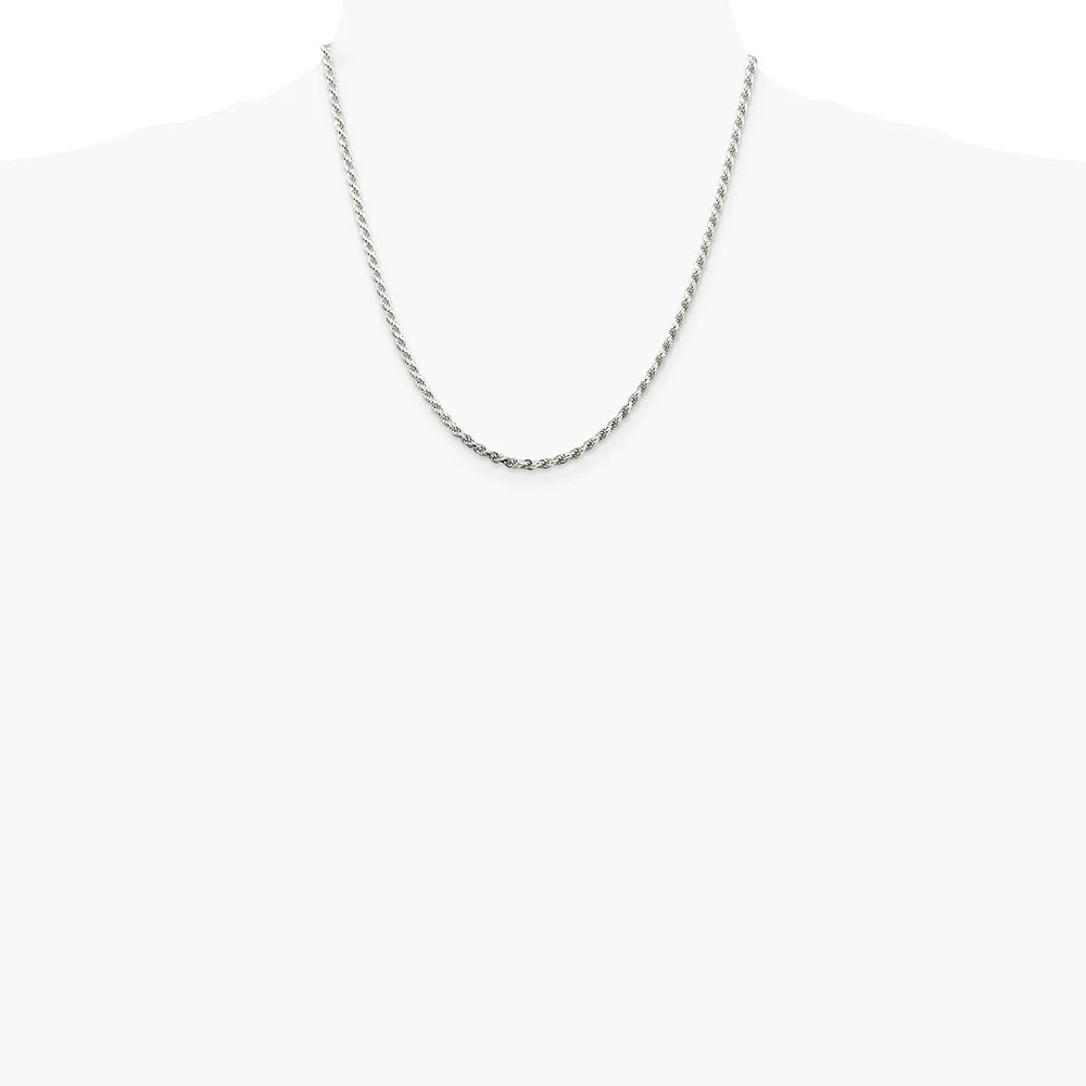 Sterling Silver 2.75mm Diamond-Cut Rope Chain Necklace 16″-36″