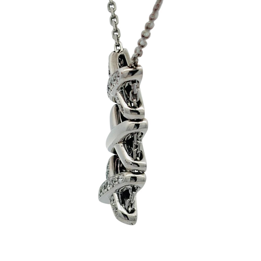 Authentic CHAUMET Liens d’Amour Necklace Diamond 18K White Gold 65.5cm