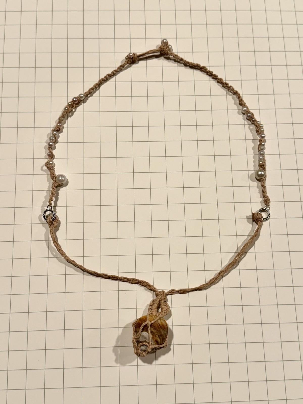 natural homemade hemp thread seashell pendant necklace