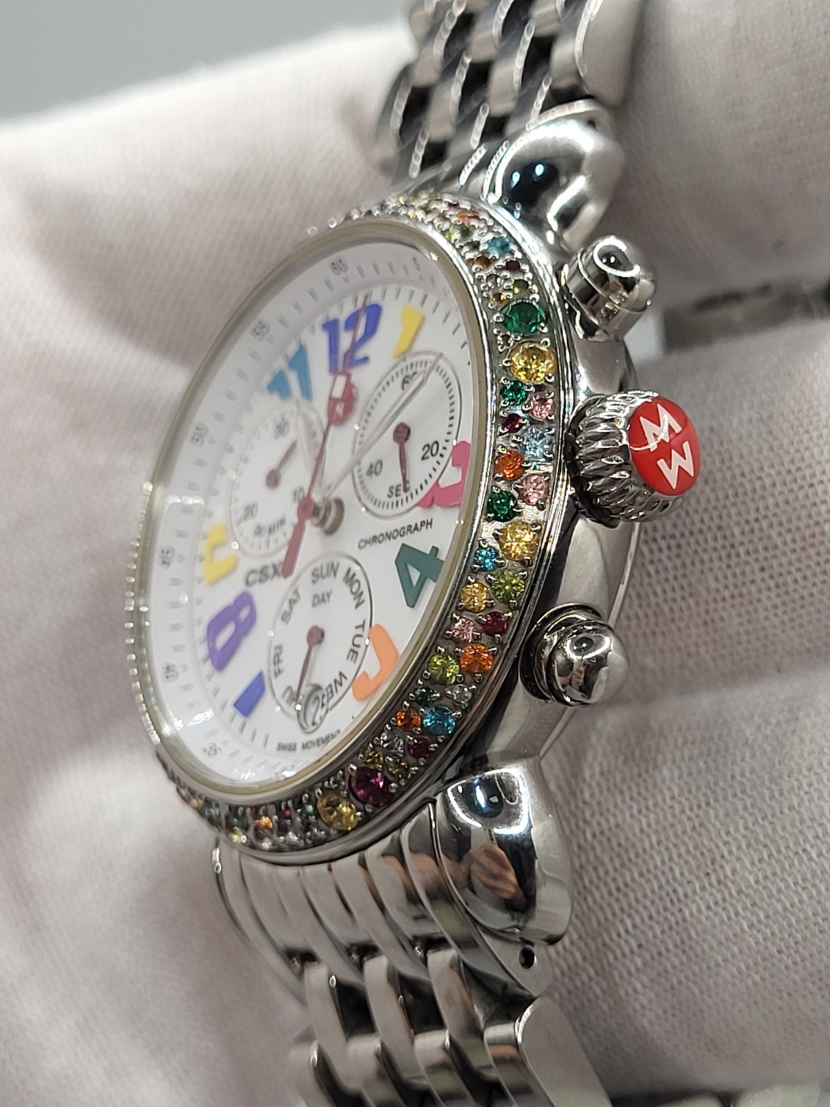 [SUPER RARE] Michele MW03M25A1933 Carousel CSX Semi Precious Stone Bezel Watch