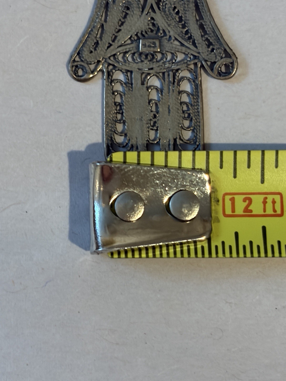 Vtg 925 Sterling Silver Filigree Hamsa Menorah Dangle Earrings Israel Judaica