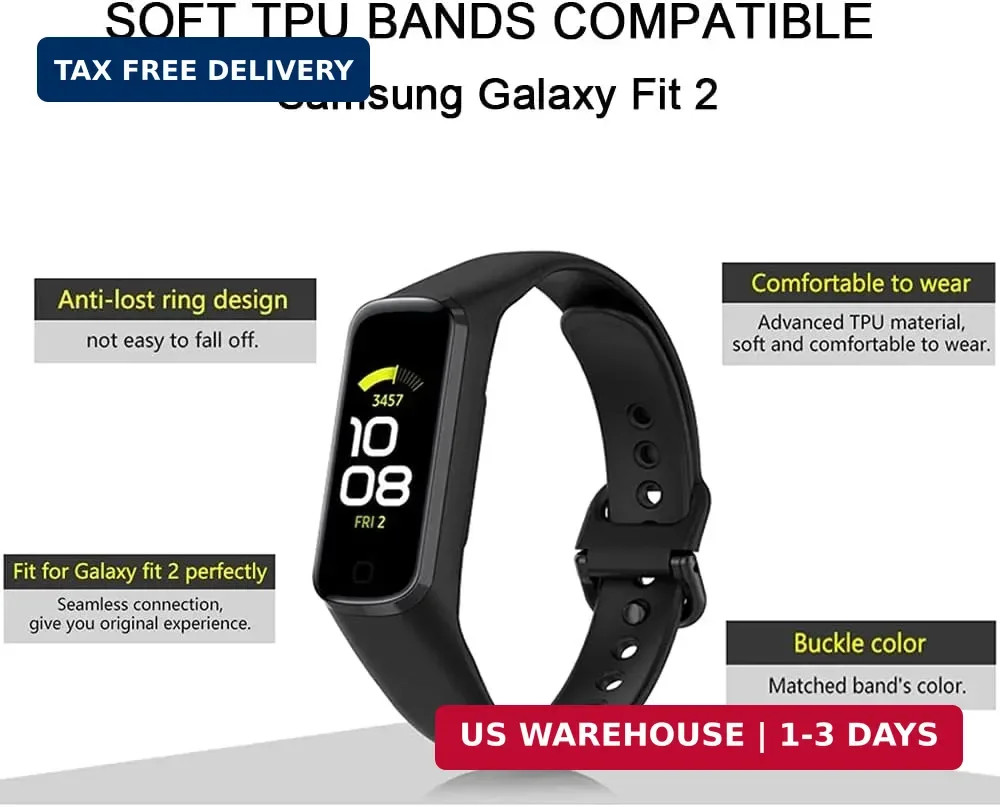Lustre 6 Pack Replacement Bands Compatible with Samsung Galaxy Fit 2 SM-R220 for