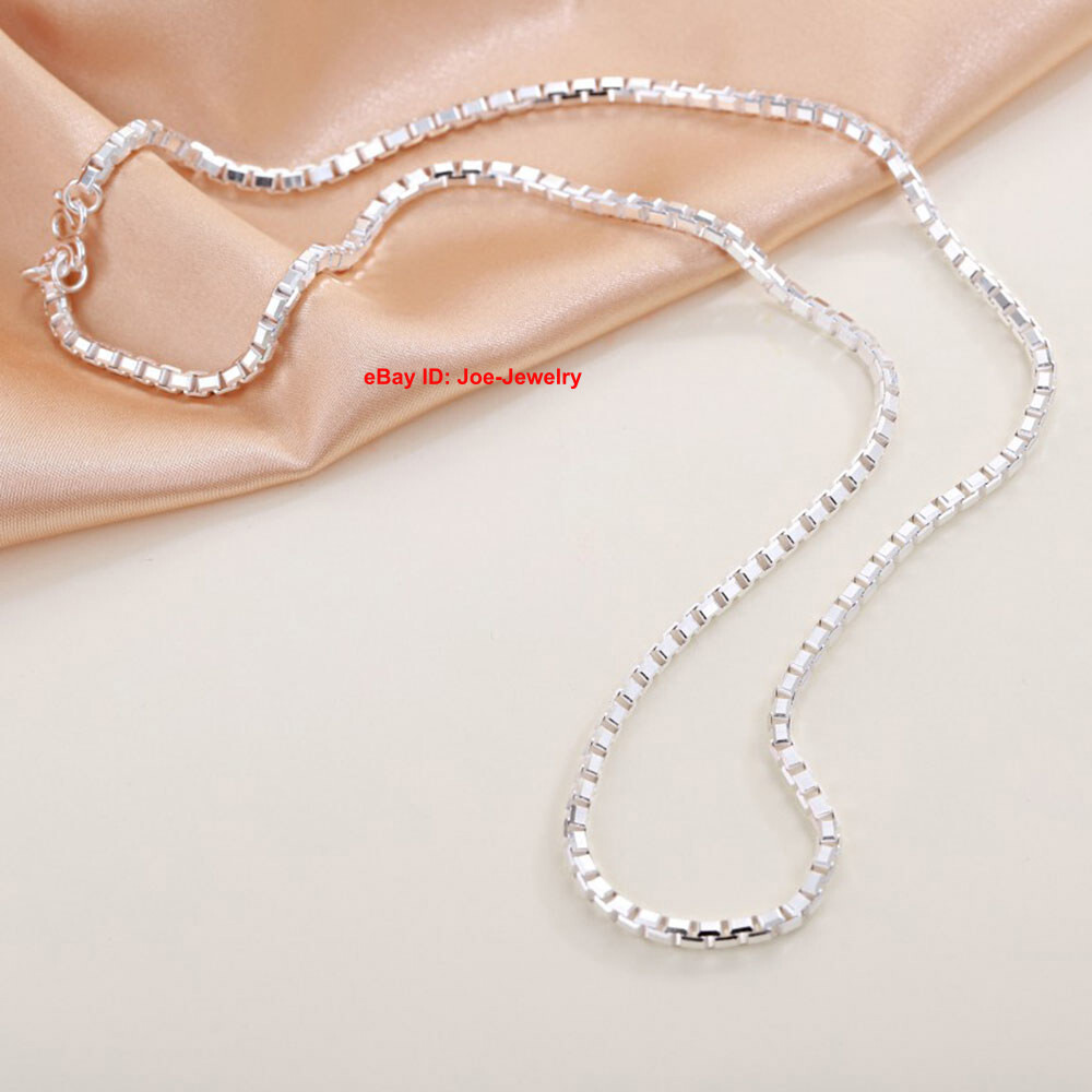 Solid 999 Fine Silver Necklace 3MM Box Link Women Men Chain 30-32g 28inch