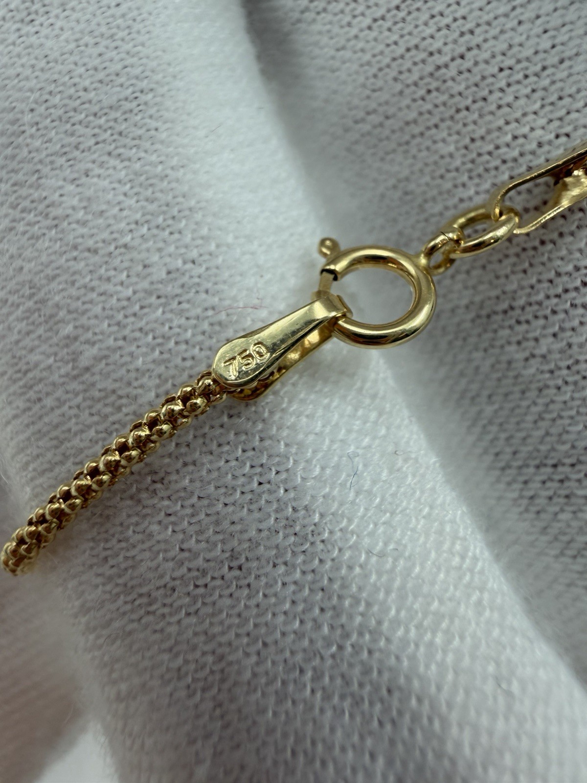 18k Solid Gold Popcorn Chain Necklace 16inches Fine Jewelry 750 stamped