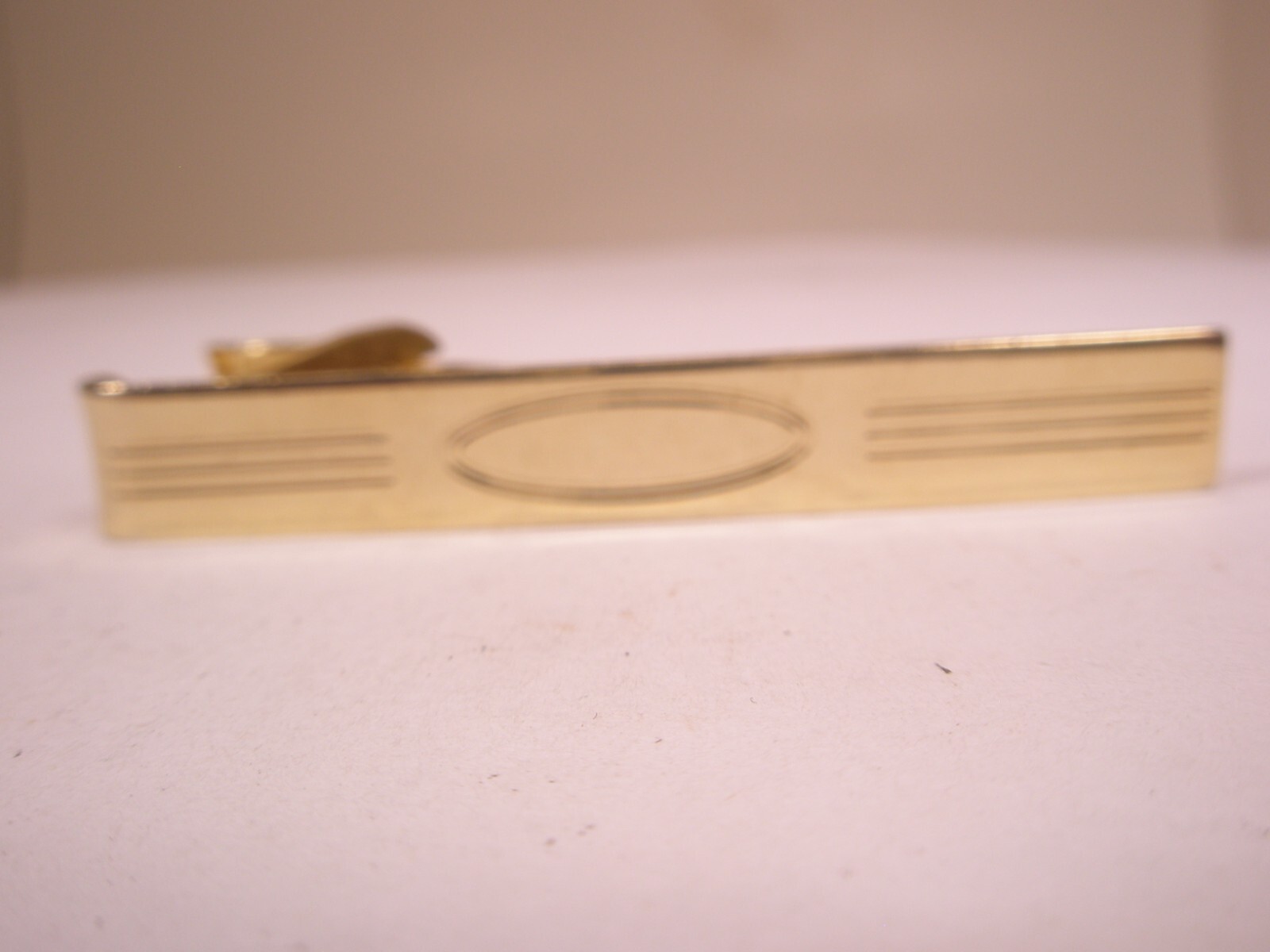 2″ Engrave Ready Simple Plain Design Gold Tone Vintage Tie Bar Clip