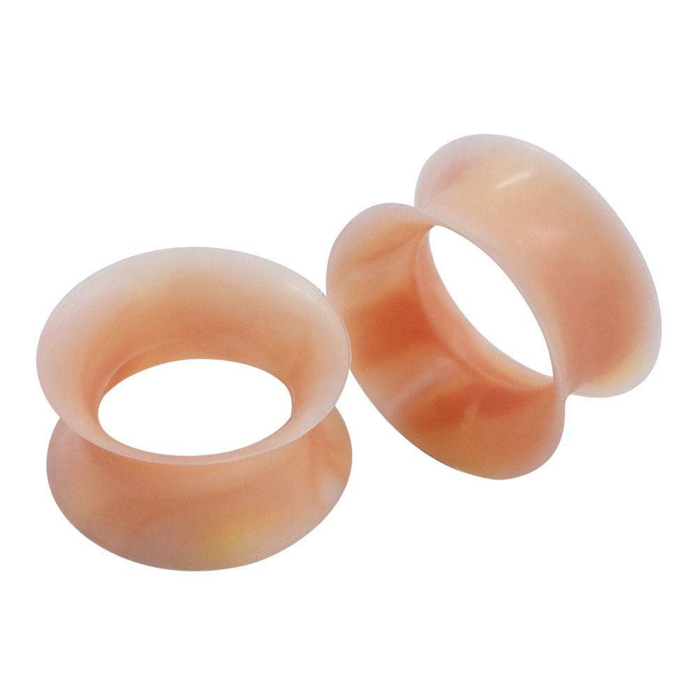Pair Colorful Thin Silicone Ear Tunnels Plugs Gauges Earskin Earlets Flesh Gauge