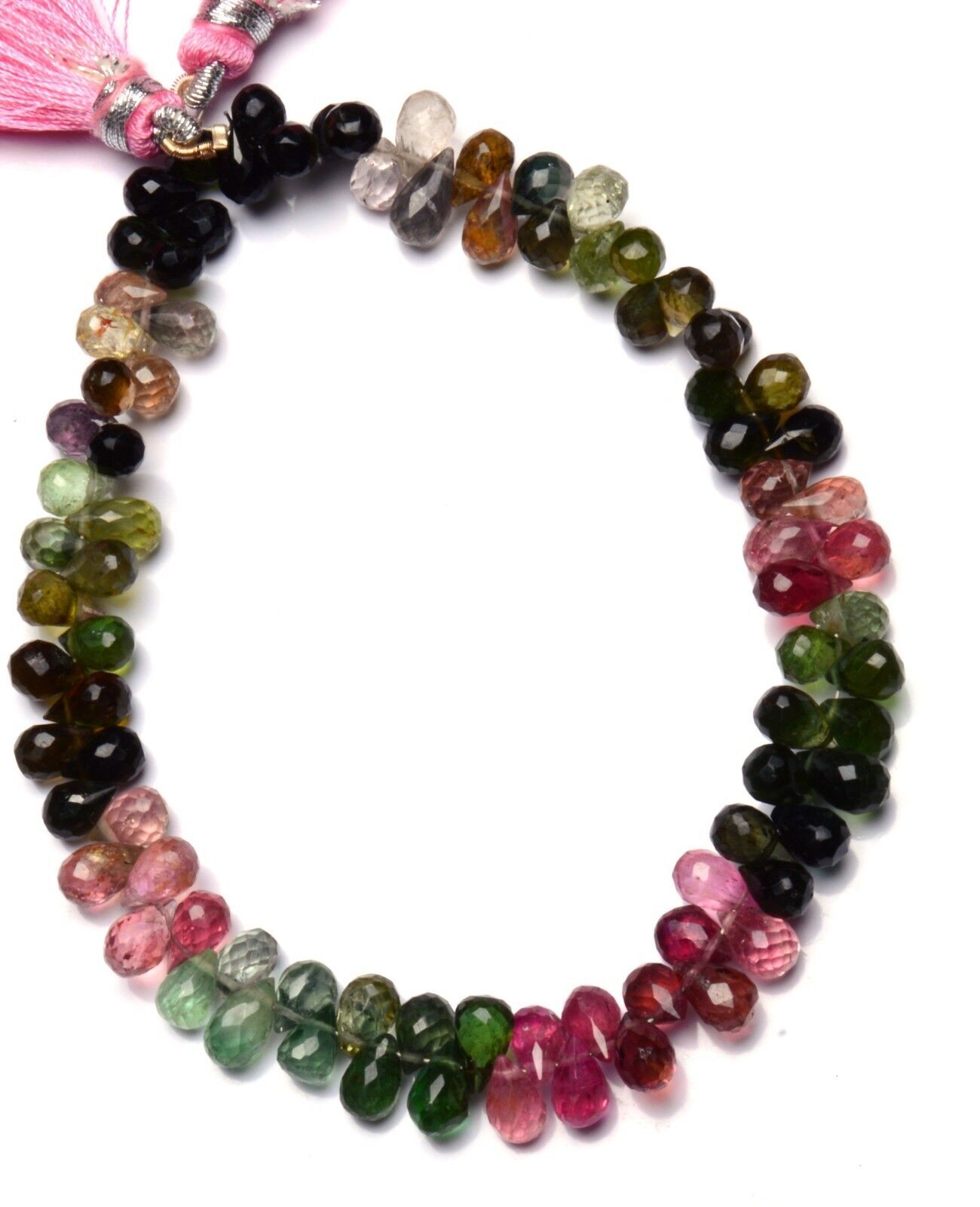 Natural Gem Multi Color Tourmaline 7x5MM Approx Faceted Teardrop Shape Beads 8″