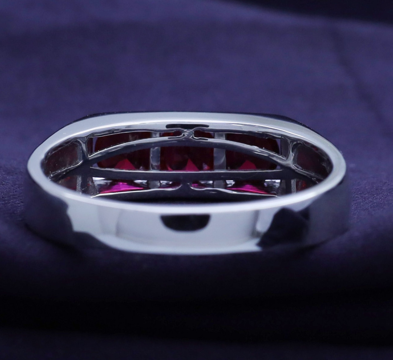 1Ct Mens 3 Stone Band Ring Ruby Lab Grown Gemstone 10k or 14k Gold or 925 Silver