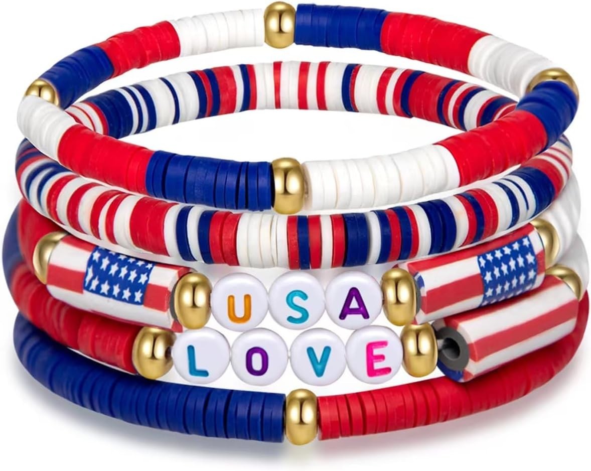 Versatile 4th of July Love Bracelets in Red, White & Blue – Perfect for All Ages