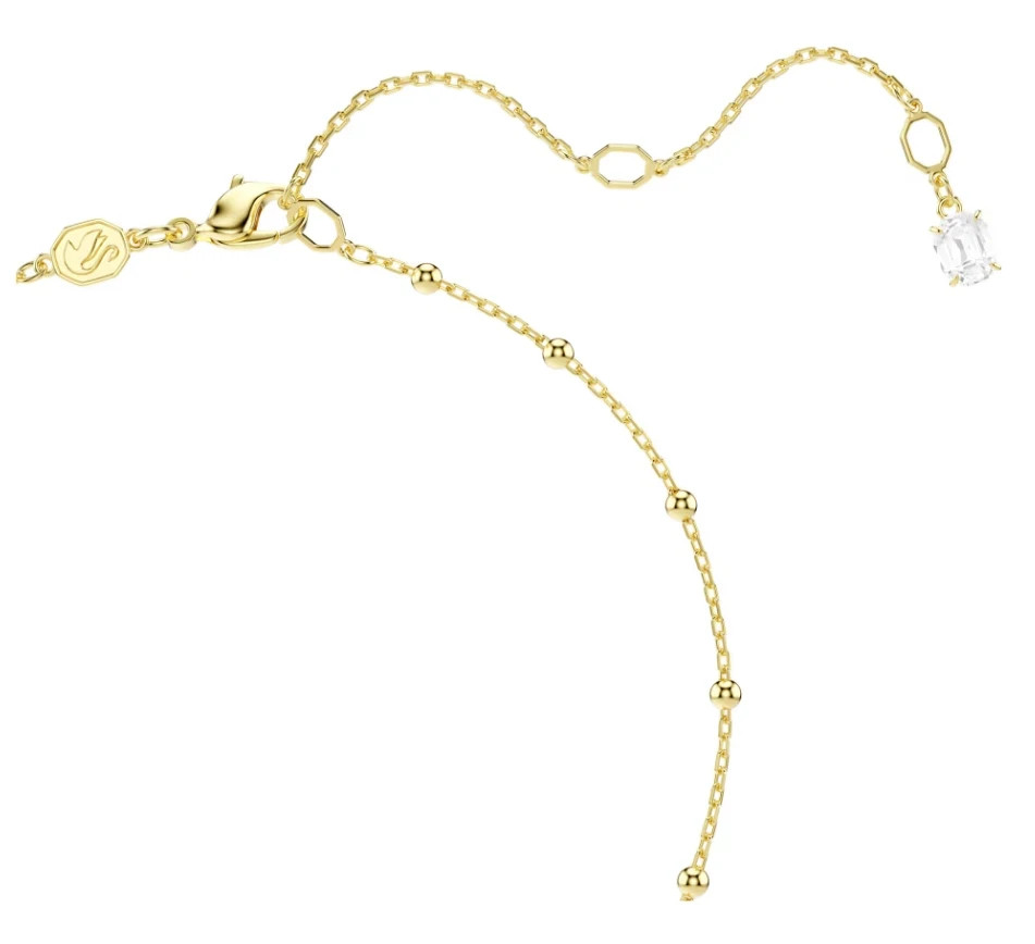 Swarovski Imber Y necklace Round cut, White, Gold-tone plated