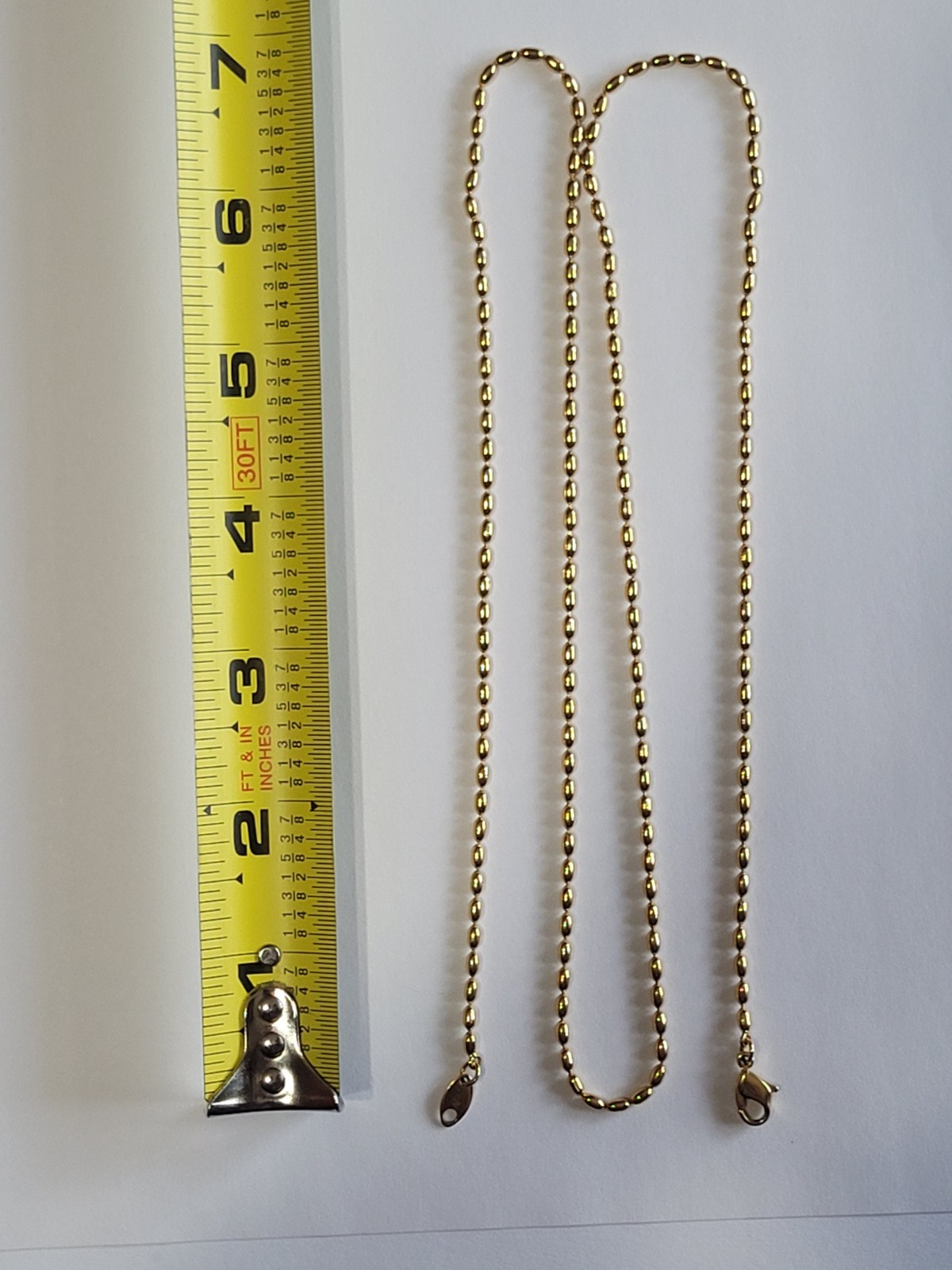 Modern Style Gold-tone Necklace Rolo Bead Chainlink 28″ Costume Fashion Jewelry