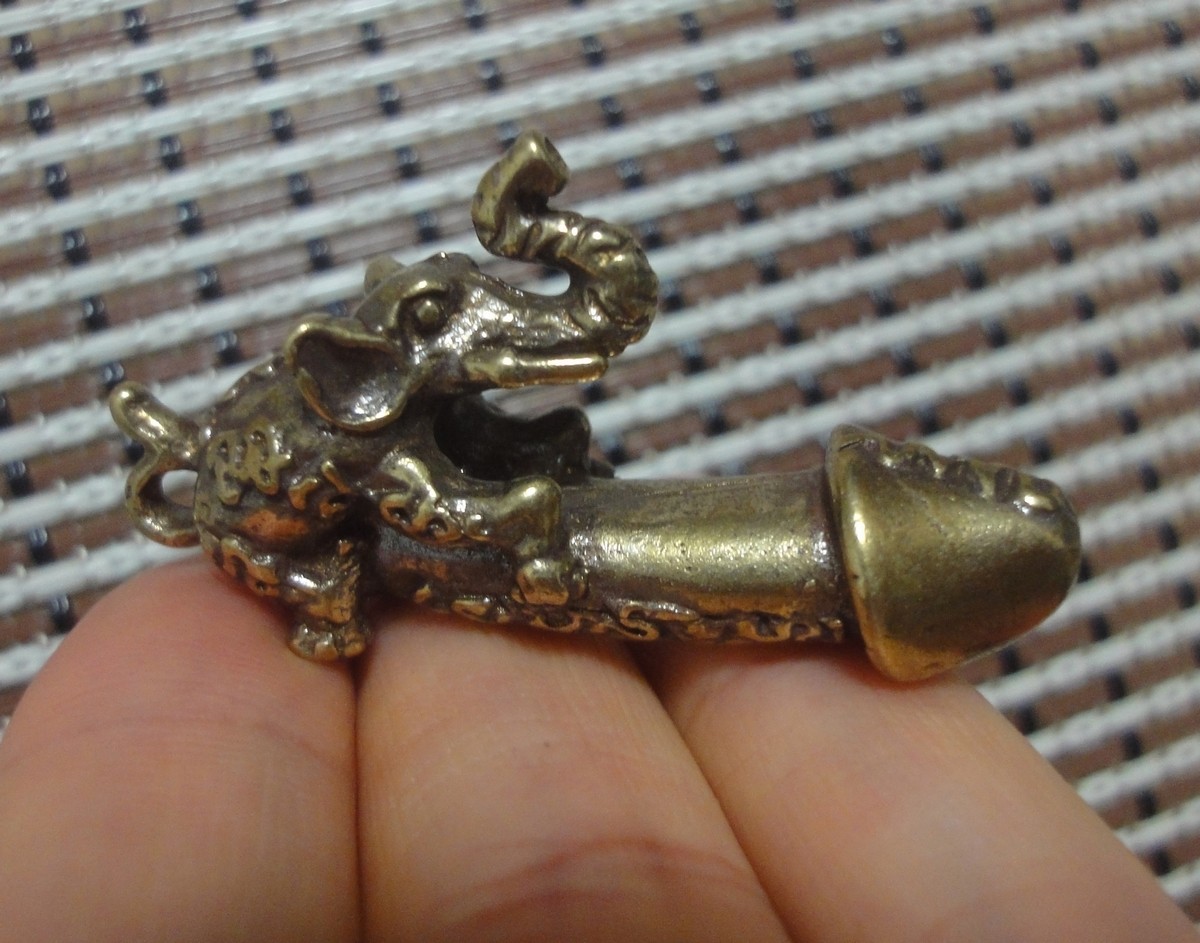Vintage Solid Brass Elephant Figurine Pendant Charm for Bags and Keyrings