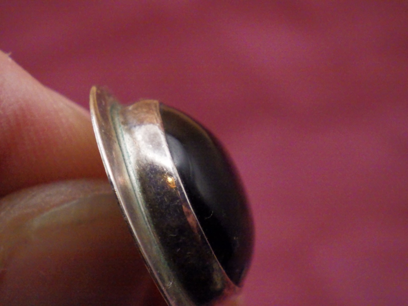 Vintage Sterling Silver Black Stone Earrings 9g High Polish Opaque Retro Smooth