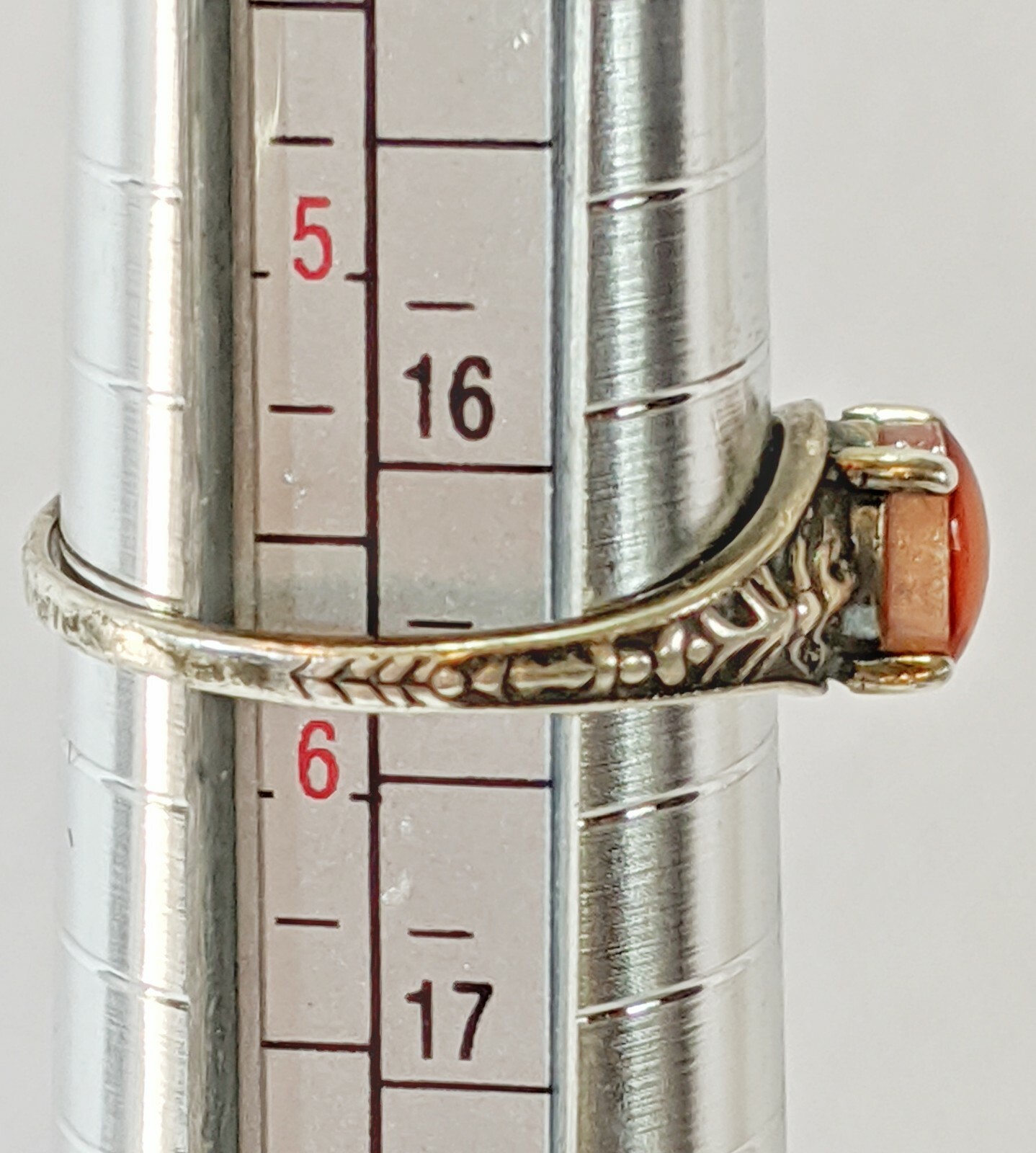 Vntg Sterling Silver Wheeler Manufacturing Apricot Mother of Pearl Ring SZ 5.75