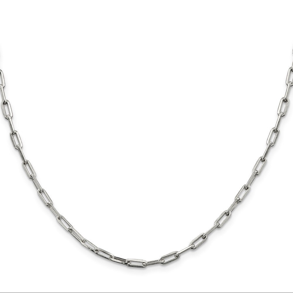 Sterling Silver 3.25mm Elongated Open Link Chain Necklace 22 In