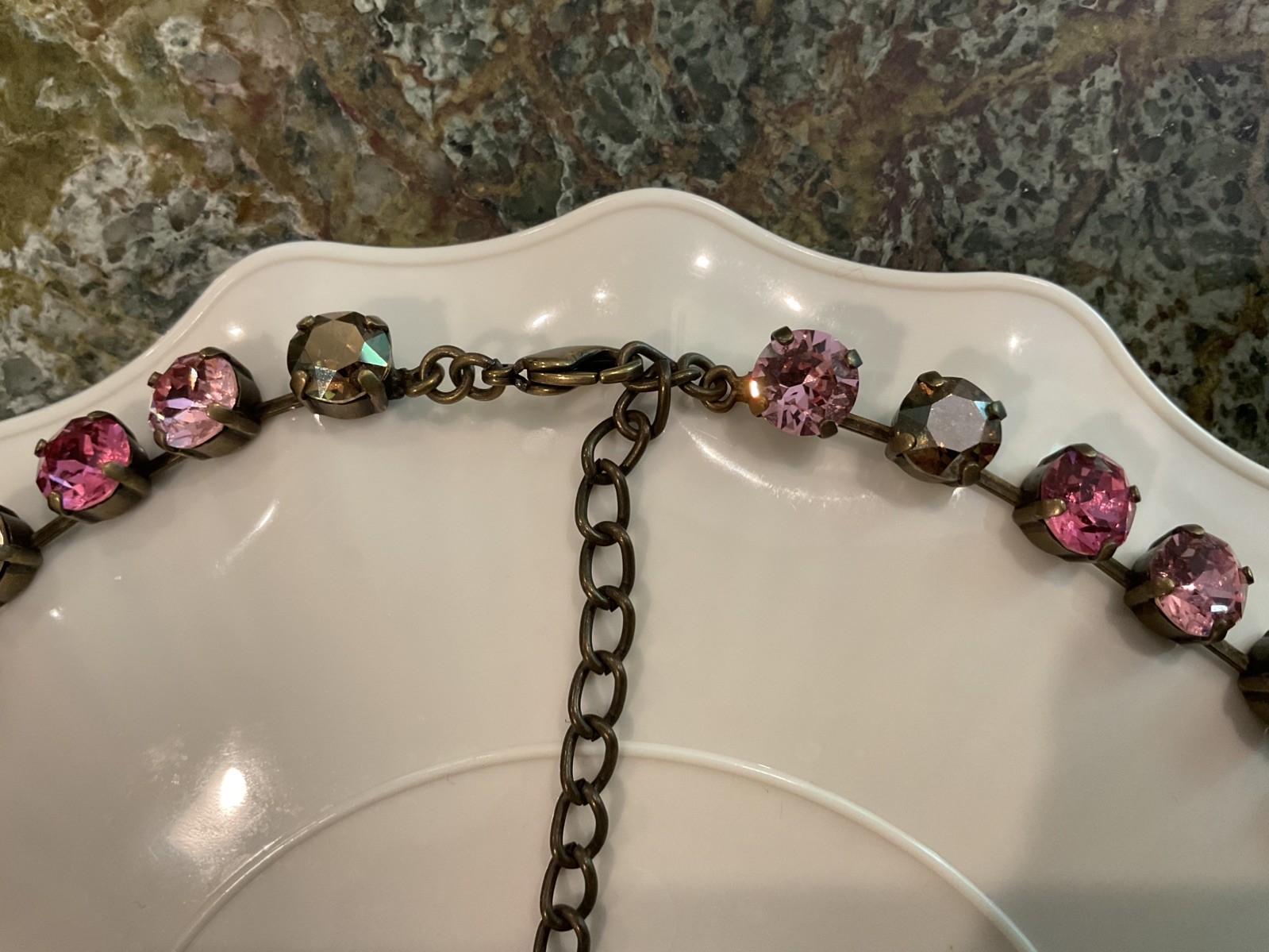 NOT (SABIKA) Brown and Pink Colored (CRYSTAL) NECKLACE