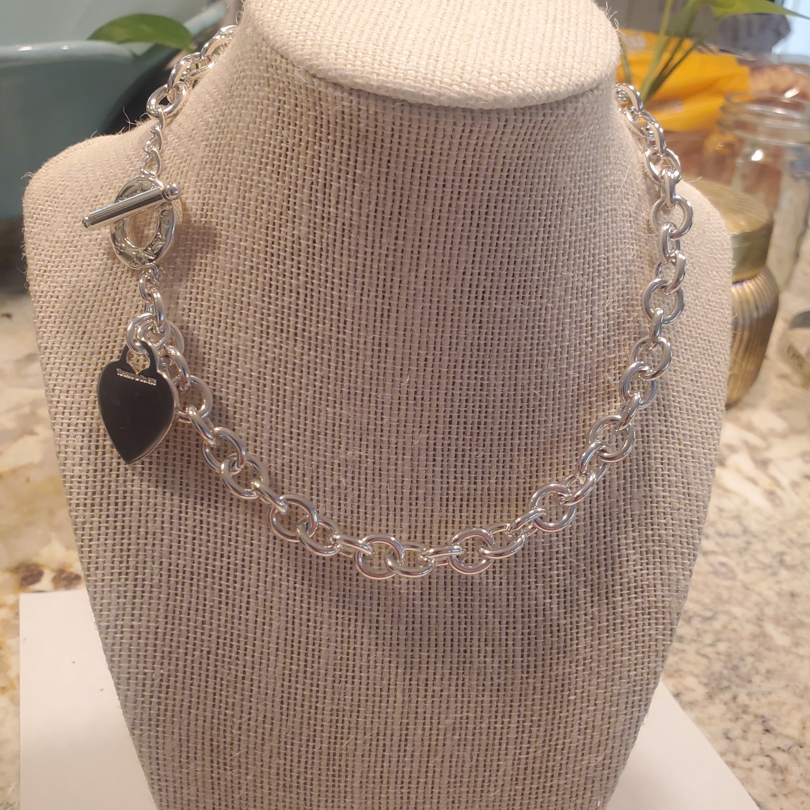 Tiffany & Co Sterling Silver Return to Tiffany Heart Tag Toggle Necklace 16″