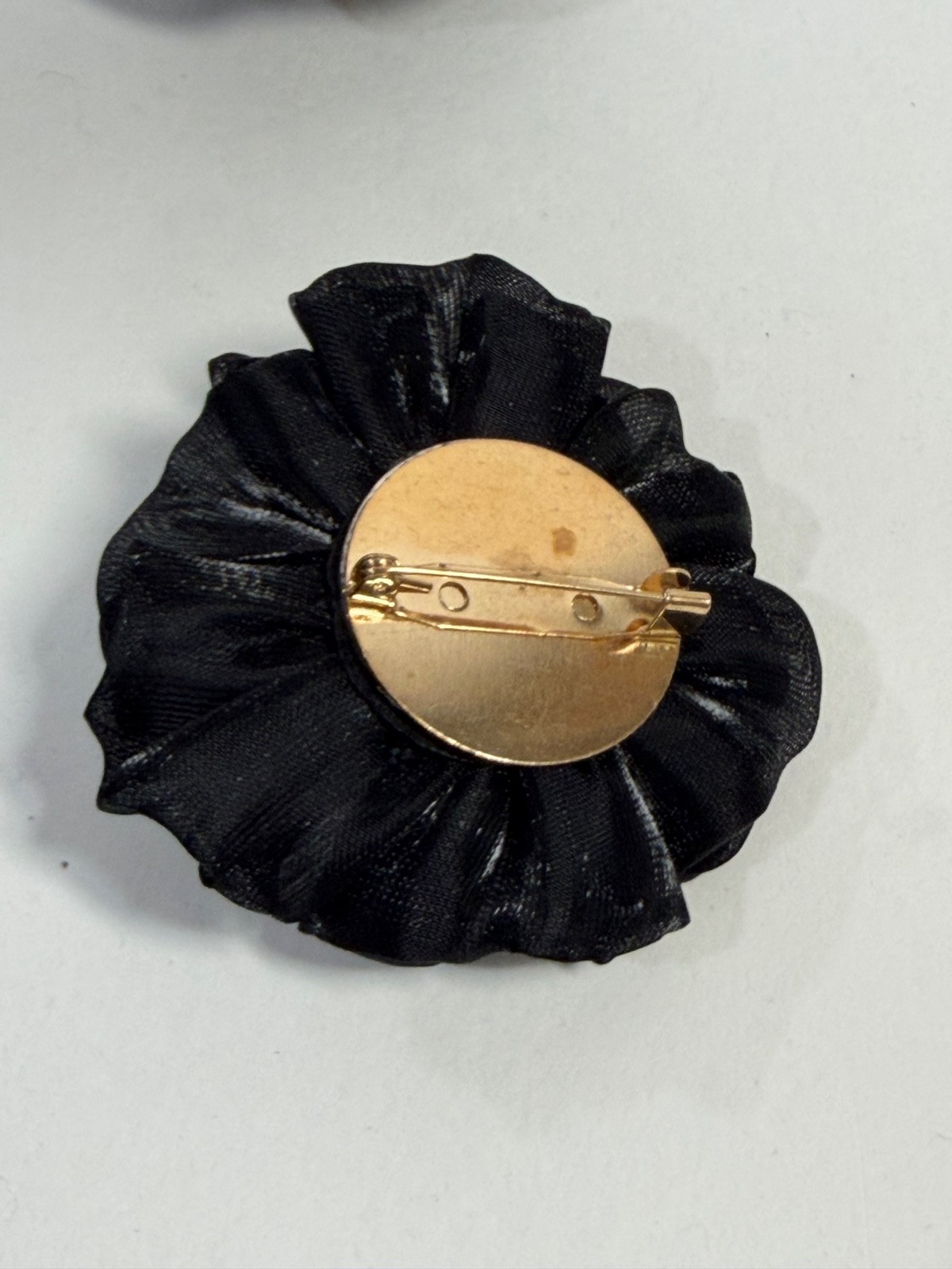 Lot of 6 Black Fabric Flower Brooches Handmade Upcycled Ribbon Lace Pins