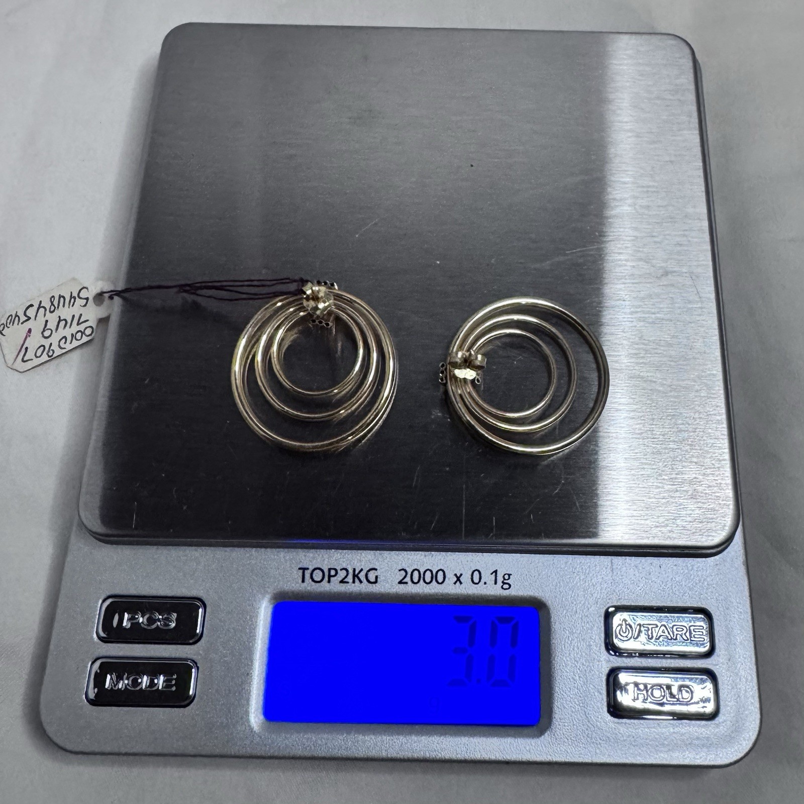 14k Yellow Gold Post Earrings Triple Hoop New With Packaging 3.0g