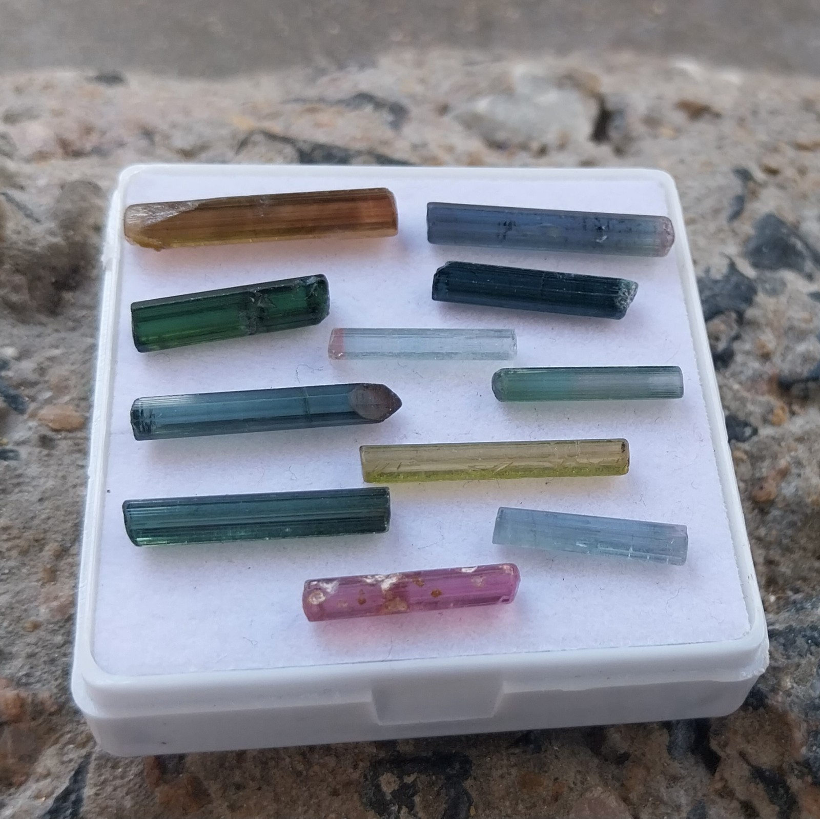 24 Ct 15 to 21 MM Natural Multi Color Tourmaline Raw Rough Pencil 11 Piece Lot