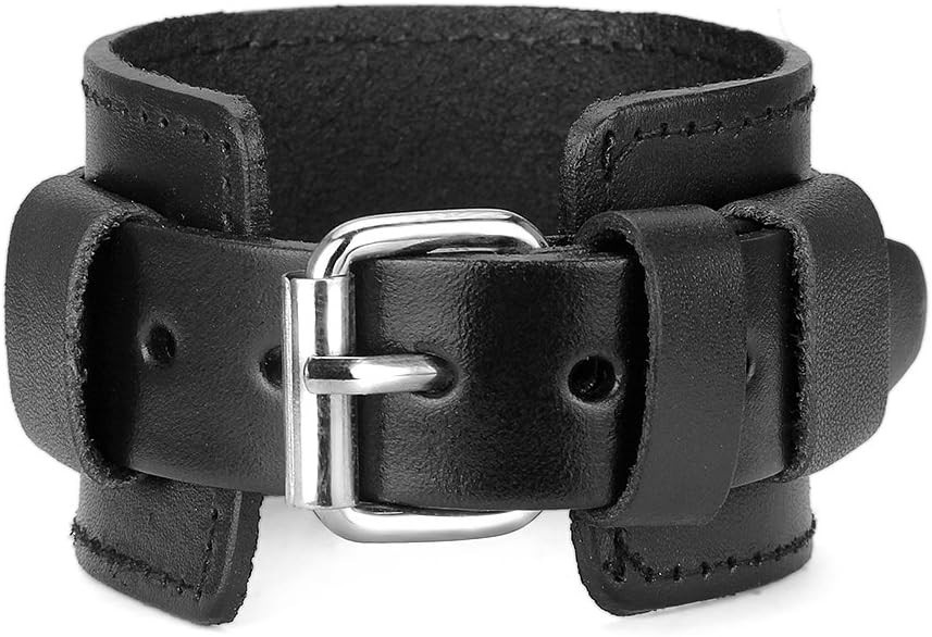 Rock-Inspired Leather Cuff Bracelet – Lightweight Adjustable Band for All Ages